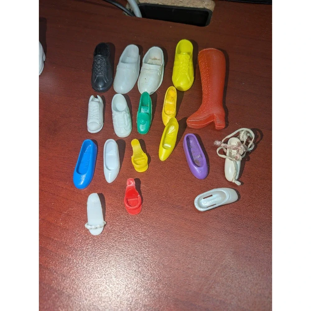 Vintage Barbie Doll Shoe Lot Rollerblade Skates Water Skis Boots Heels Mixed 90s